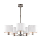 5 Light Pendant in Matt Nickel with White Vintage Shade (0711DAL60257)