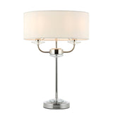 2 Light Table Lamp - Bright Nickel with Vintage White Shade (0711NIX60804)