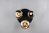 3 Light Flush in Matt Black and Chrome Plated Glass (1542LUM617030332)