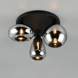 3 Light Flush in Matt Black and Chrome Plated Glass (1542LUM617030332)