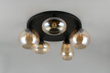 5 Light Flush in Matt Black and Amber Glass (1542LUM617030513)