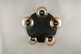 5 Light Flush in Matt Black and Amber Glass (1542LUM617030513)