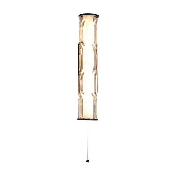 Bathroom Wall Light 33cm Matt Black With Rippled Glass (0483VIB01BK)