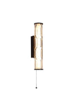 Bathroom Wall Light 33cm Matt Black With Rippled Glass (0483VIB01BK)