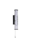 Bathroom Wall Light 33cm Matt Black With Rippled Glass (0483VIB01BK)