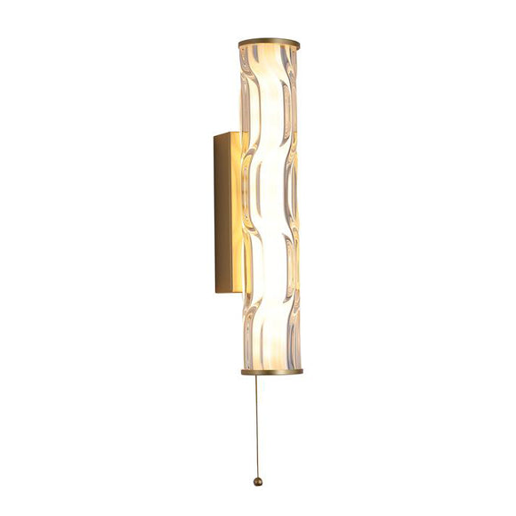 Bathroom Wall Light 33cm Matt Gold With Rippled Glass (0483VIB01GO)