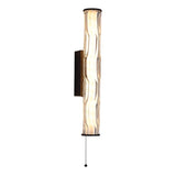 Bathroom Wall Light 43cm Matt Black With Rippled Glass (0483VIB1BK)