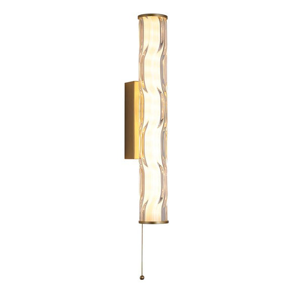 Bathroom Wall Light 43cm Matt Gold With Rippled Glass (0483VIB1GO)