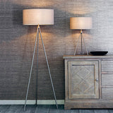 Tripod Table Lamp - Matt Nickel - Comes with Grey Fabric Shade (0711TRI66986)