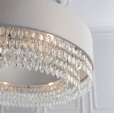 6 Light Pendant with Silver Grey Shade and Facetted Glass Crystals (0711MAL94396)