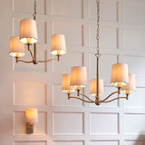 5 Light Pendant in Matt Antique Brass with White Vintage Shades (0711ORT70245)