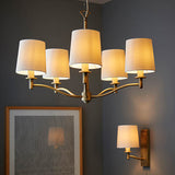 5 Light Pendant in Matt Antique Brass with White Vintage Shades (0711ORT70245)