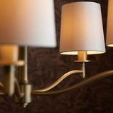 5 Light Pendant in Matt Antique Brass with White Vintage Shades (0711ORT70245)