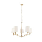 5 Light Pendant in Matt Antique Brass with White Vintage Shades (0711ORT70245)