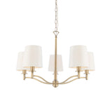 5 Light Pendant in Matt Antique Brass with White Vintage Shades (0711ORT70245)