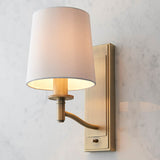 1 Light Wall Light in Matt Antique Brass with White Vintage Shade (0711ORT70246)