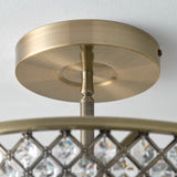 3 Light Crystal and Antique Brass Semi Flush (0711HUD70558)