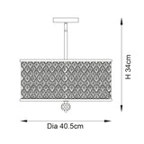 3 Light Crystal and Antique Brass Semi Flush (0711HUD70558)