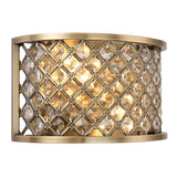 Crystal and Antique Brass Wall Light (0711HUD70559)