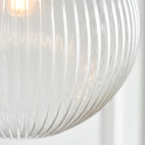 1 Light Pendant with Ribbed Round Glass in Antique Brass 350mm (0711BRY71124)