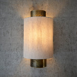 1 Light Wall Light - Hammered Aged Bronze with Natural Linen Shade (0711IND71308)