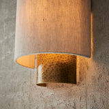 1 Light Wall Light - Hammered Aged Bronze with Natural Linen Shade (0711IND71308)