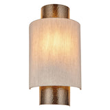 1 Light Wall Light - Hammered Aged Bronze with Natural Linen Shade (0711IND71308)