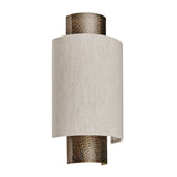 1 Light Wall Light - Hammered Aged Bronze with Natural Linen Shade (0711IND71308)
