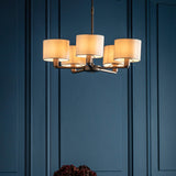 5 Light Pendant in Antique Bronze with Marble Vintage Shades (0711DAL73017)