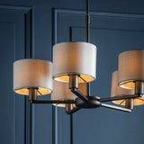 5 Light Pendant in Antique Bronze with Marble Vintage Shades (0711DAL73017)