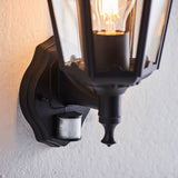 Outdoor Wall Light with Photocell & PIR - Matt Black IP44 (0711BUR76548)