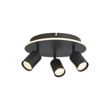 3 Light Spotlight LED Flush Light - Matt Black Metal (0483SAN772303BK)