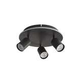 3 Light Spotlight LED Flush Light - Matt Black Metal (0483SAN772303BK)