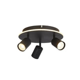 3 Light Spotlight LED Flush Light - Matt Black Metal (0483SAN772303BK)