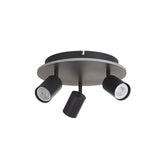 3 Light Spotlight LED Flush Light - Matt Black Metal (0483SAN772303BK)