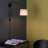 Plug In Wall Light - Matt Black with Grey Cotton mix Shade (0711CAR79500)