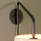 Plug In Wall Light - Matt Black with Grey Cotton mix Shade (0711CAR79500)