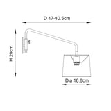 Plug In Wall Light - Matt Black with Grey Cotton mix Shade (0711CAR79500)