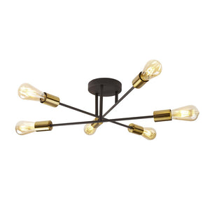 6 Light Semi-flush ceiling light - Black & Satin Brass Metal (0483ARM80466BK)