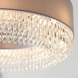 6 Light Pendant with Silver Grey Shade and Facetted Glass Crystals (0711MAL94396)