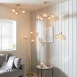 Modern Classic Styling 3 Light Semi Flush in Satin Brushed Gold with Champagne Glass (0711DIM91968)