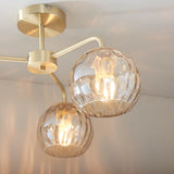 Modern Classic Styling 3 Light Semi Flush in Satin Brushed Gold with Champagne Glass (0711DIM91968)