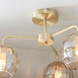 Modern Classic Styling 3 Light Semi Flush in Satin Brushed Gold with Champagne Glass (0711DIM91968)