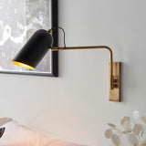 1 Light Swing Arm Wall Light Polished in Brass with Matt Black Shade (0711NAV93145)
