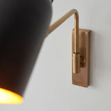 1 Light Swing Arm Wall Light Polished in Brass with Matt Black Shade (0711NAV93145)
