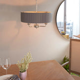Statement 3 Light Pendant in Bright Nickel with Wrapped Charcoal Shade (0711HIG94394)