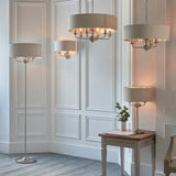 Sophisticated Twin Wall Light in Brushed Chrome with Natural Linen Shade (0711HIG94403)