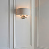 Sophisticated Twin Wall Light in Brushed Chrome with Natural Linen Shade (0711HIG94403)