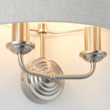 Sophisticated Twin Wall Light in Brushed Chrome with Natural Linen Shade (0711HIG94403)