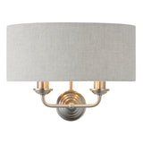 Sophisticated Twin Wall Light in Brushed Chrome with Natural Linen Shade (0711HIG94403)